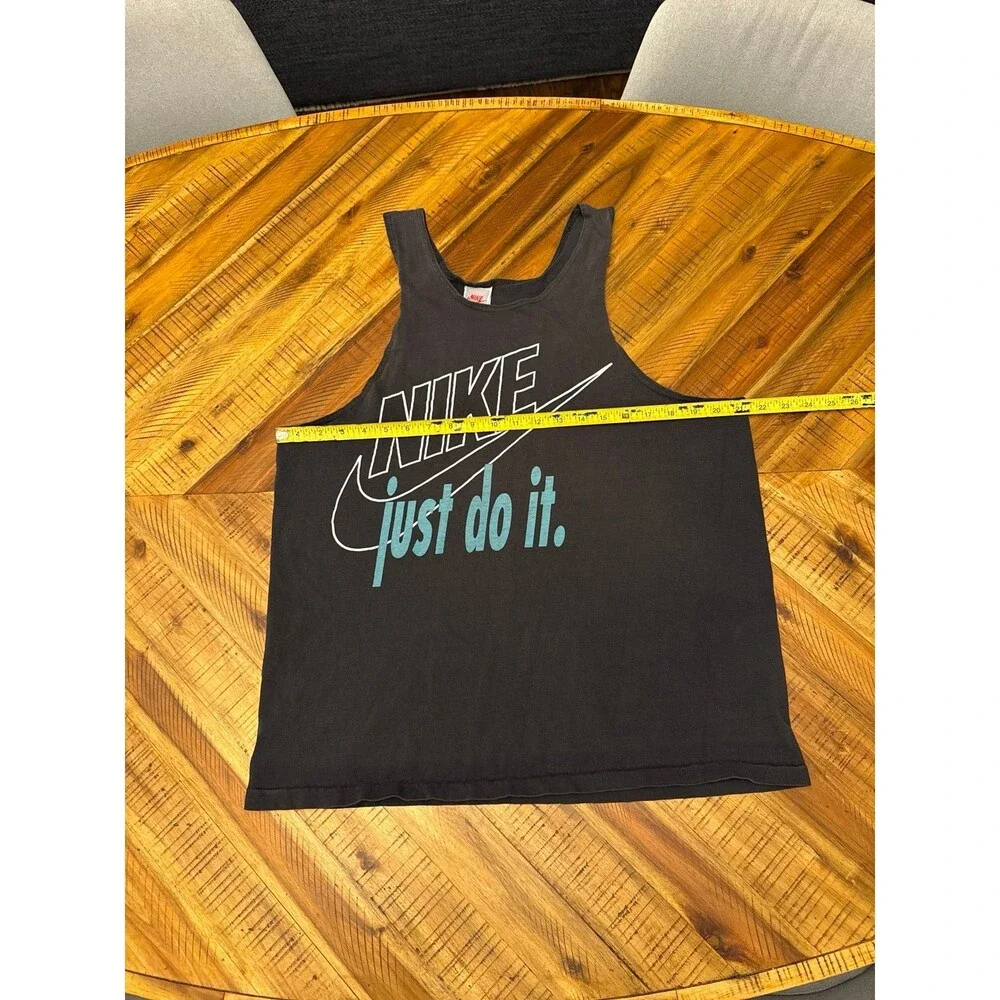 Vintage 90s Y2K Nike Just Do It Tank Top Men’s XL Faded Black Distressed Graphic